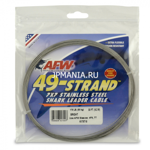 AFW 49 Strand 7x7 Stainless Steel Shark Leader Cable  jpmania.ru